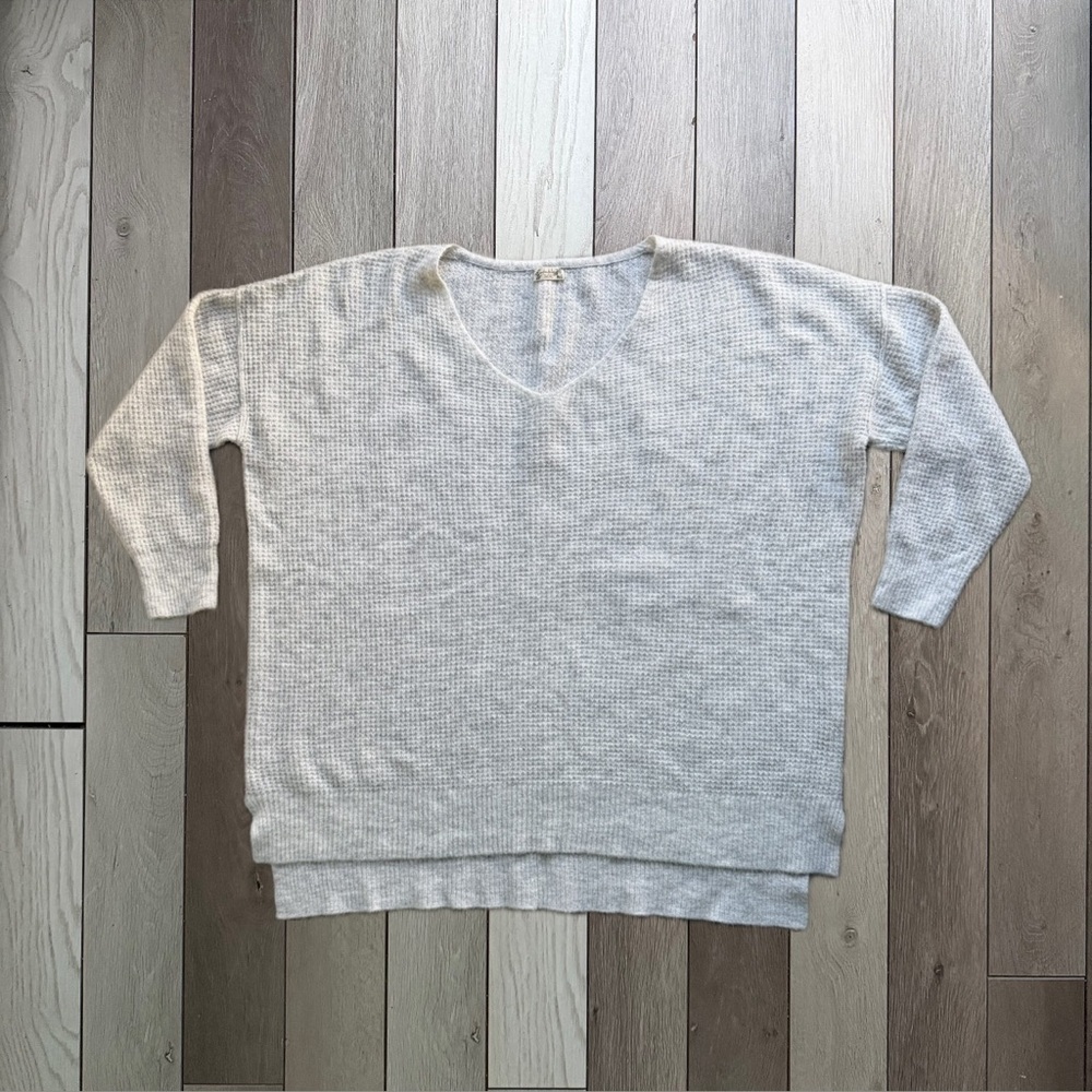Free People Intimately Waffle Knit COMFY V-Neck Sweater